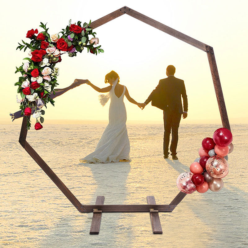 Lofaris Heptagonal Floral Display Wooden Wedding Arbor Arch