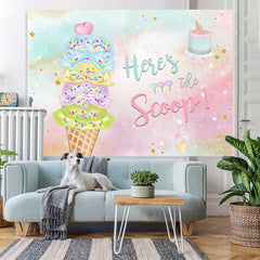 Lofaris Heres The Scoop Ice Cream Balls Cake Birthday Backdrop