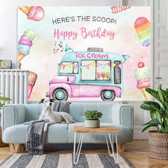 Lofaris Heres The Scoop Ice Cream Cart Sweet Birthday Backdrop