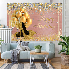 Lofaris High Heels Balloon Rose Gold Happy Birthday Backdrop