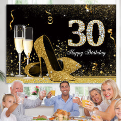 Lofaris High Heels Gold and Black 30th Birthday Backdrop