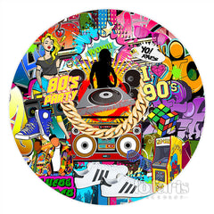 Lofaris Hip Hop 80S 90S Dance Theme Birthday Circle Backdrop
