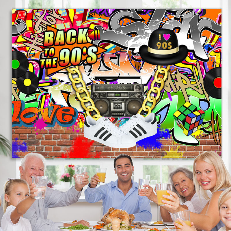 Lofaris Hip Hop Back To The 90s Birthday Backdrop For Party