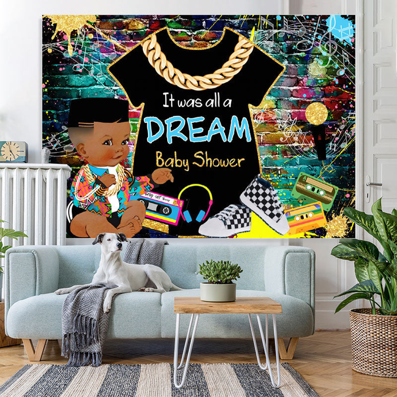 Lofaris Hip Hop Graffiti Wall A Dream Baby Shower Backdrop