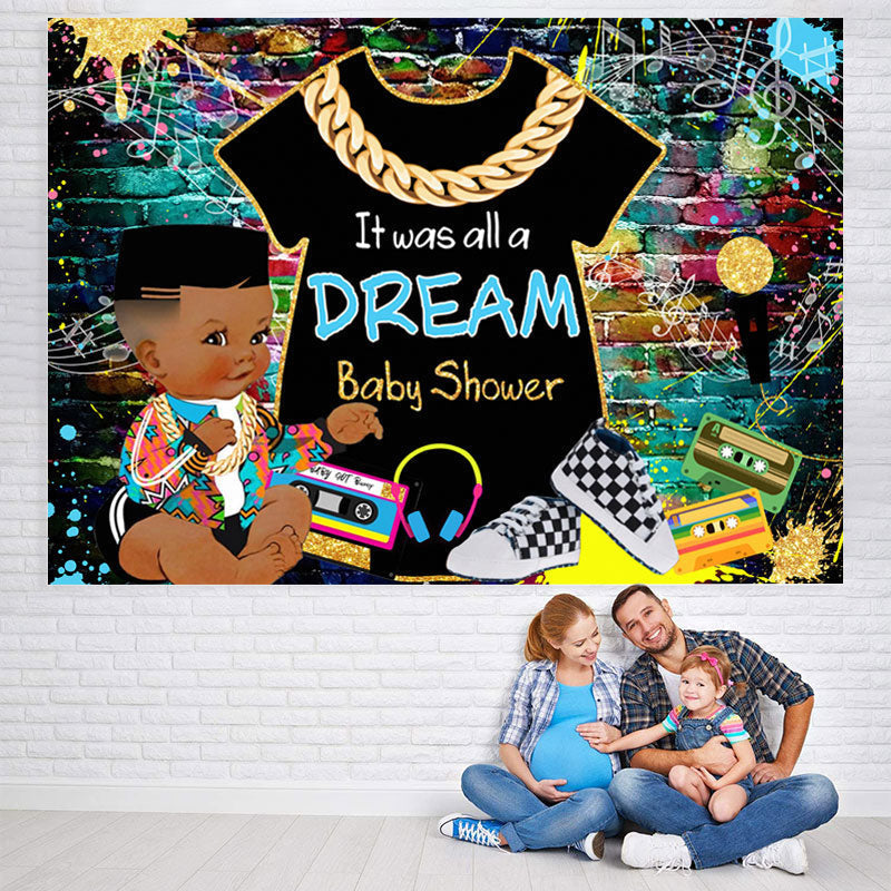 Lofaris Hip Hop Graffiti Wall A Dream Baby Shower Backdrop