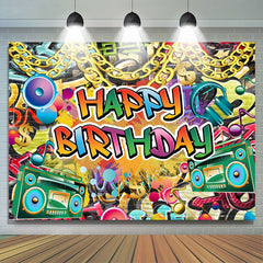 Lofaris Hip Hop Happy Birthday Backdrop For Party Decoration