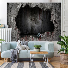 Lofaris Hole and Bloody Walls Scary Halloween Party Backdrop