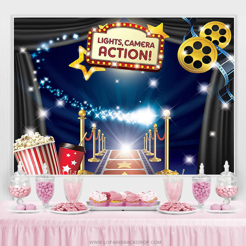 Lofaris Hollywood Movie Theme Birthday Party Backdrop Banner