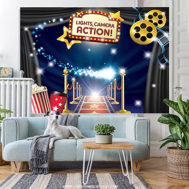 Lofaris Hollywood Movie Theme Birthday Party Backdrop Banner