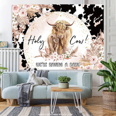 Lofaris Holy Cow Warm Glitter Floral Gender Reveal Backdrop