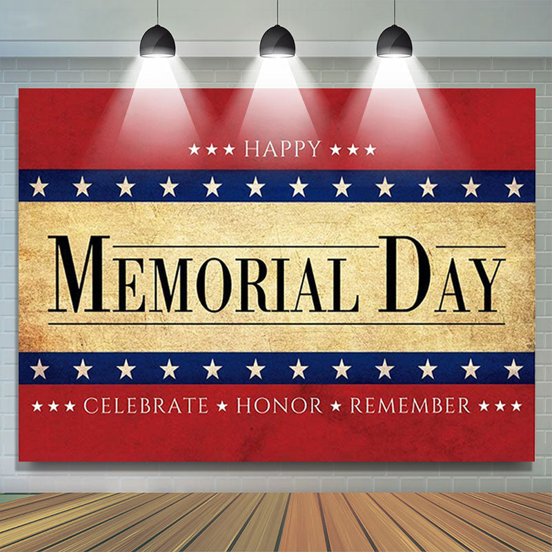 Lofaris Honor Remember Retro Yellow Red Memorial Day Backdrop