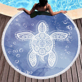 Lofaris Honu Healing Sea Turtle Bubbles Circle Beach Towel