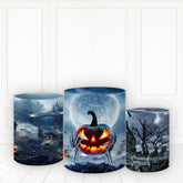Lofaris Horrible Halloween Night Cylinder Cover Holiday Pillar Wrap