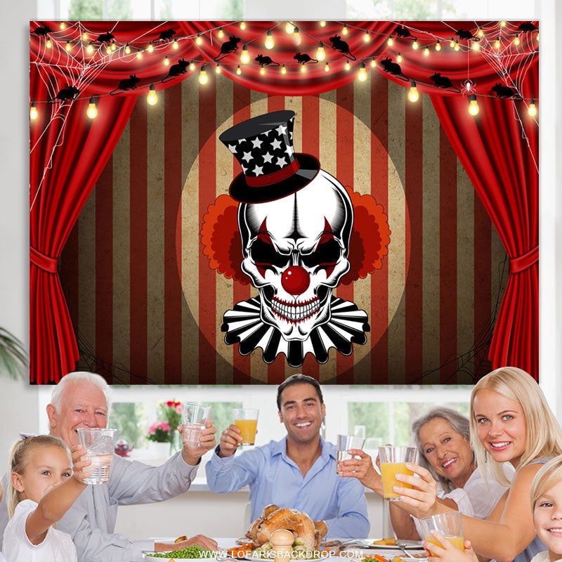 Lofaris Horrible Stage Red Curtain Themed Halloween Backdrop