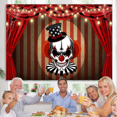 Lofaris Horrible Stage Red Curtain Themed Halloween Backdrop