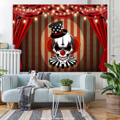 Lofaris Horrible Stage Red Curtain Themed Halloween Backdrop