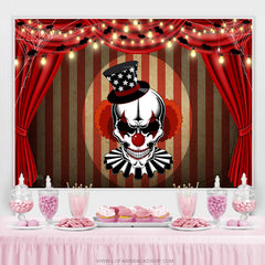 Lofaris Horrible Stage Red Curtain Themed Halloween Backdrop