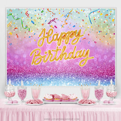 Lofaris Hot Pink And Blue Bokeh Glitter Happy Birthday Backdrop
