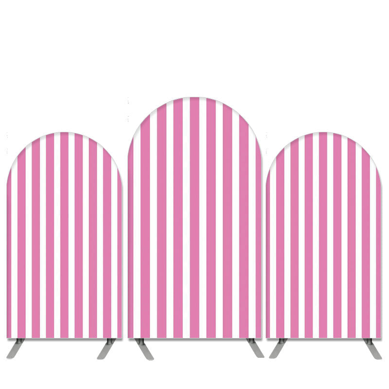 Lofaris Hot Pink And White Stripes Birthday Arch Backdrop Kit