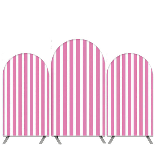 Lofaris Hot Pink And White Stripes Birthday Arch Backdrop Kit
