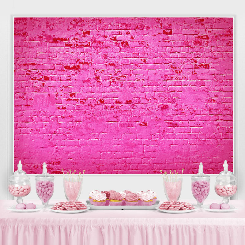 Lofaris Hot Pink Brick Themed Simple Happy Birthday Backdrop