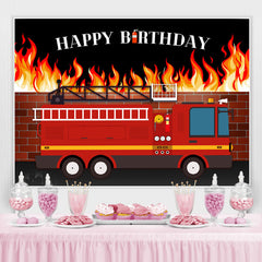 Lofaris House on Fire and Truck Happy Birthday Backdrop