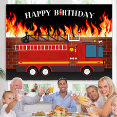 Lofaris House on Fire and Truck Happy Birthday Backdrop