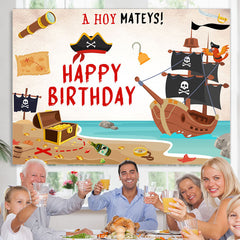 Lofaris Hoy Mateys Pirate Parrot Treasure Birthday Backdrop