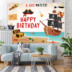 Lofaris Hoy Mateys Pirate Parrot Treasure Birthday Backdrop