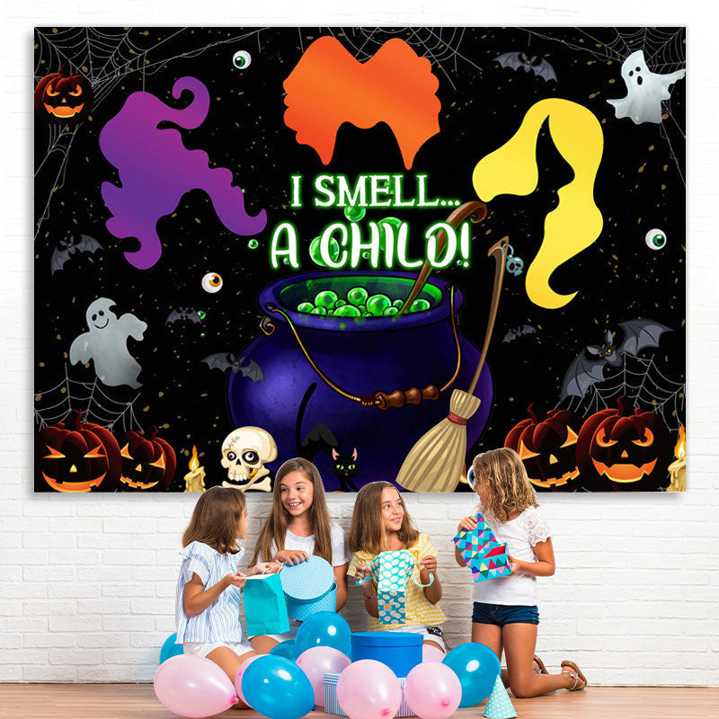 Lofaris I Smell A Chilo Black Pumpkin Happy Halloween Backdrop