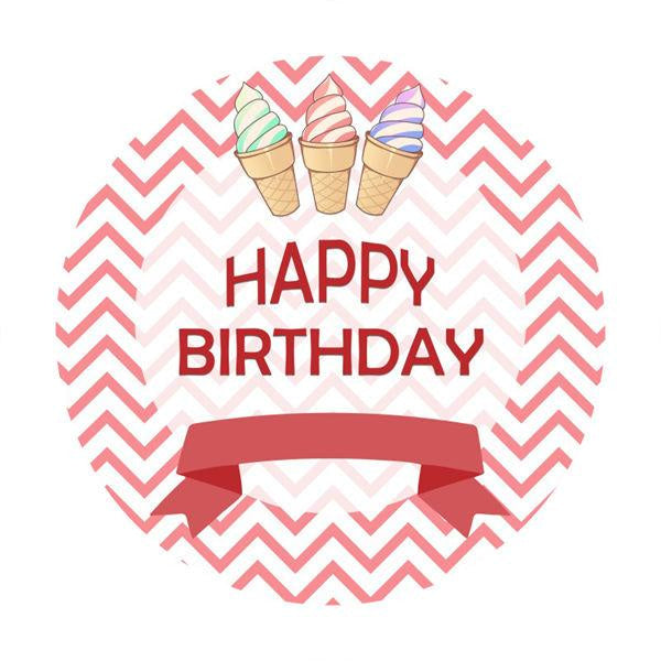 Lofaris Ice Cream Custom Round Happy Birthday Backdrop For Girl
