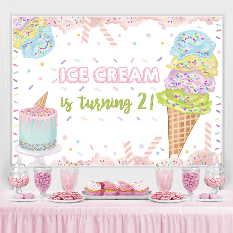 Lofaris Ice Cream Is Turning 2 Sweet 2rd Birthday Backdrop