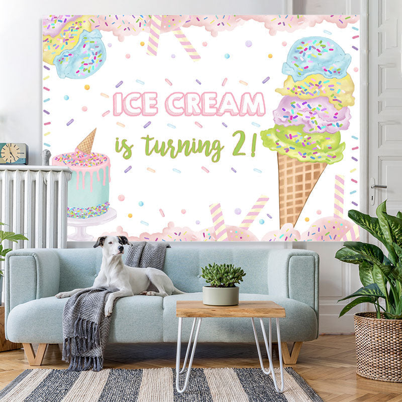 Lofaris Ice Cream Is Turning 2 Sweet 2rd Birthday Backdrop