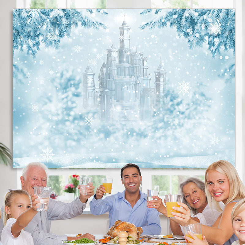 Lofaris Ice World With Snowflake And Castle Winter Backdrop