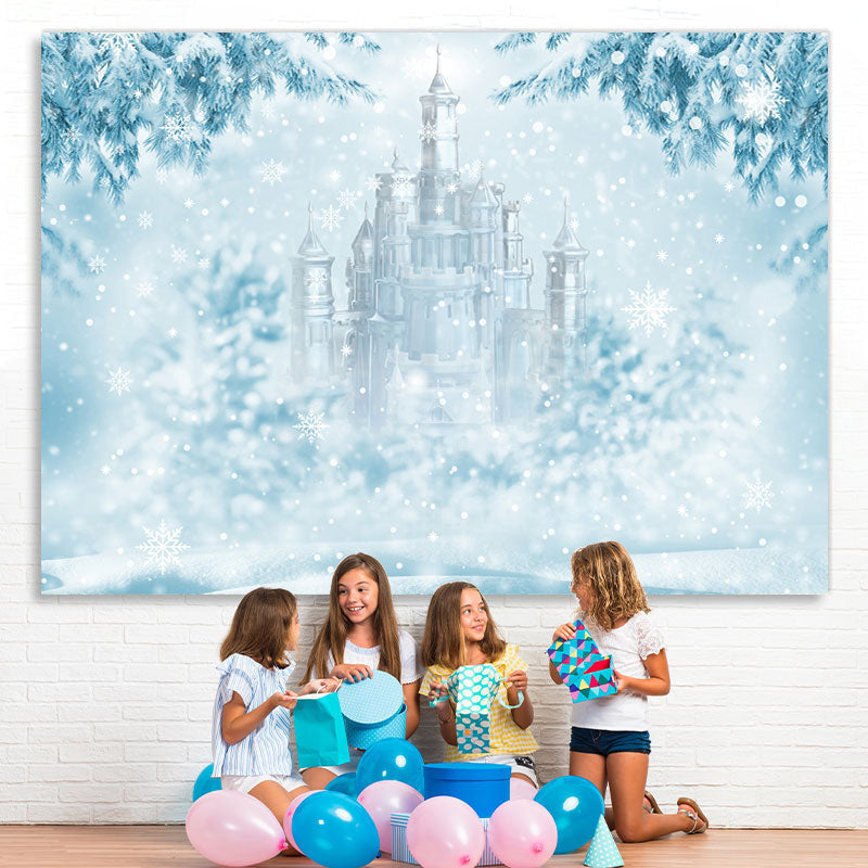 Lofaris Ice World With Snowflake And Castle Winter Backdrop