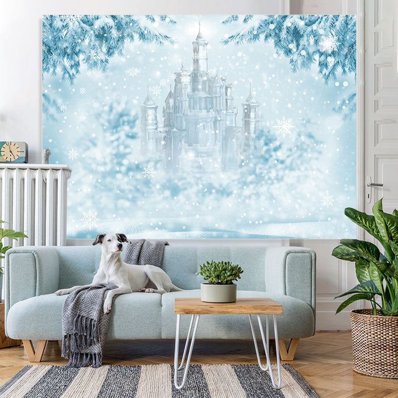 Lofaris Ice World With Snowflake And Castle Winter Backdrop