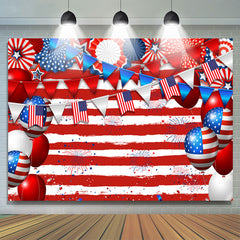 Lofaris Independence Day Flag Stars Balloons Stripes Backdrop