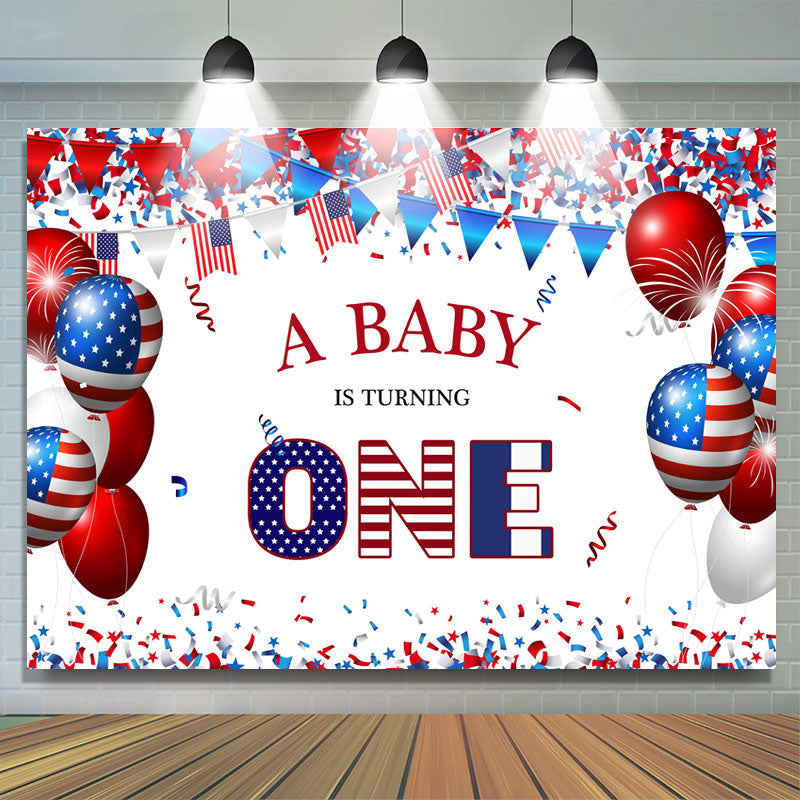 Lofaris Independence Day Theme 1st Birthday Party Backdrop