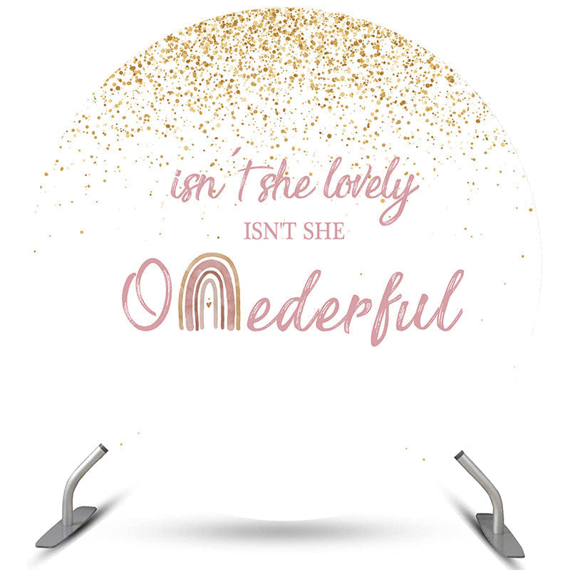 Lofaris Isnt She Lovely And Onederful Circle Birthday Backdrop