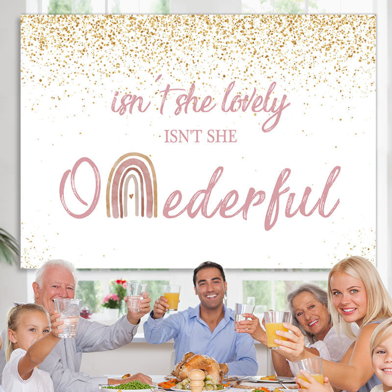 Lofaris Isnt She Onederful Pink and Gold 1St Birthday Backdrop