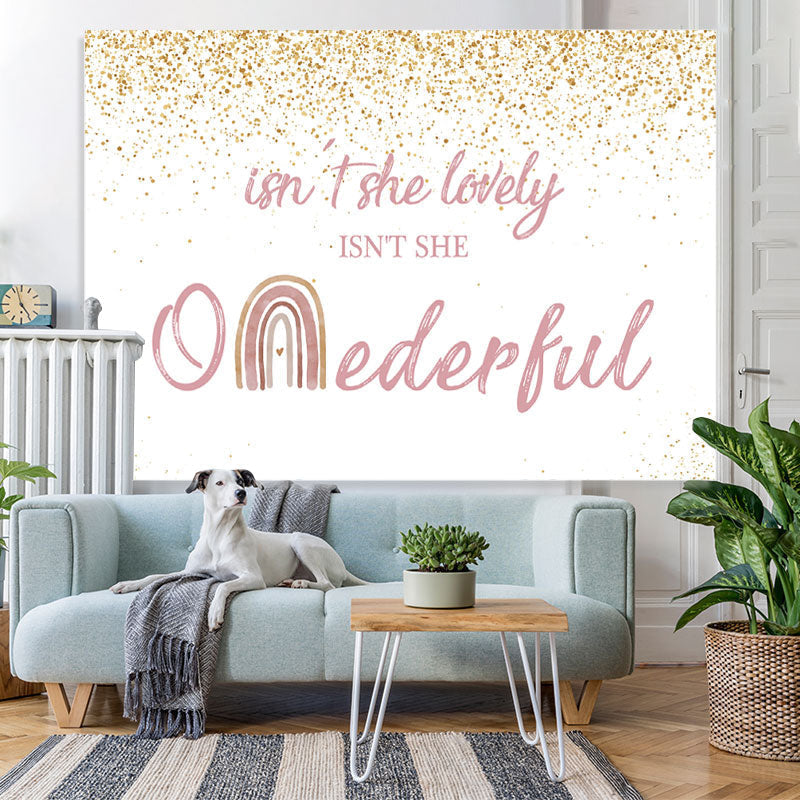 Lofaris Isnt She Onederful Pink and Gold 1St Birthday Backdrop