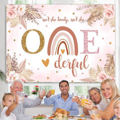 Lofaris Isnt She Onederful Rainbow Theme Happy Birthday Backdrop
