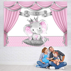 Lofaris It Is A Girl! Baby Elephant Shower Backdrop