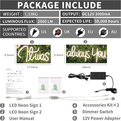 Lofaris It Was Alway You LED Neon Sign Pink White Wedding Party Deco