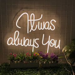 Lofaris It Was Alway You LED Neon Sign Pink White Wedding Party Deco