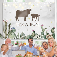 Lofaris Its A Boy Cactus Cattle Baby Shower Party Backdrop