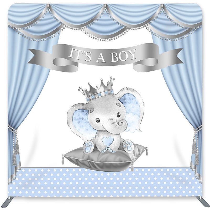 Lofaris Its A Boy Elephant Double-Sided Backdrop for Baby Shower