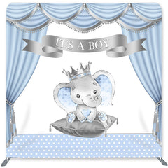 Lofaris Its A Boy Elephant Double-Sided Backdrop for Baby Shower
