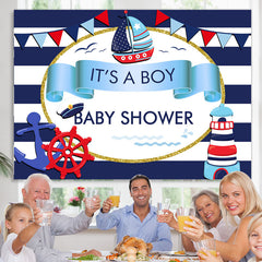 Lofaris Its A Boy Sea Sailing Theme Baby Shower Backdrop