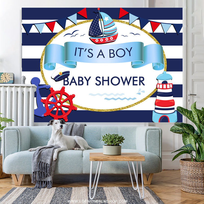 Lofaris Its A Boy Sea Sailing Theme Baby Shower Backdrop
